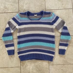 Sonoma Striped Blue and Gray Women's Sweater